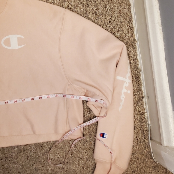 Champion Pastel Baby Pink Kawaii Crop Top long Sleeve Sweatshirt - Picture 5 of 7